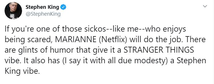Stephen King elogia Marianne, nova série de terror da Netflix