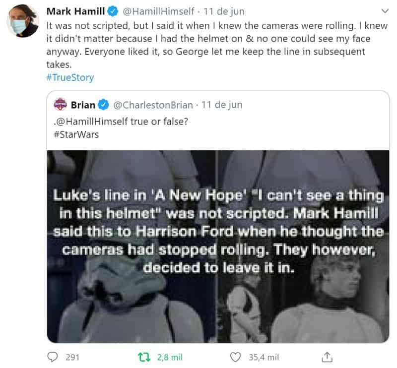 Mark Hamill confirma que famosa fala de Uma Nova Esperança foi improviso