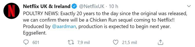 Sequência de A Fuga das Galinhas está em desenvolvimento pela Netflix