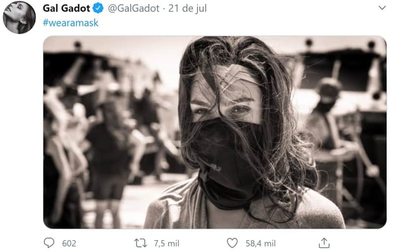 Gal Gadot usa máscara nos sets de Mulher-Maravilha 1984 e conscientiza fãs 