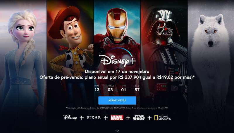 Disney+ anuncia valores no Brasil e plano promocional para pré-venda