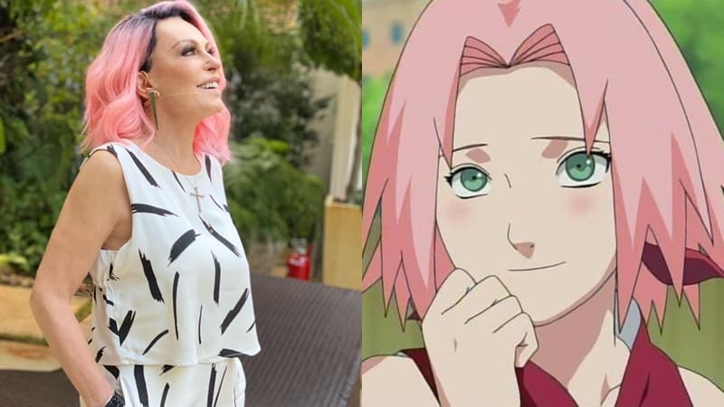 Ana Maria Braga pintou cabelo de rosa em homenagem à personagem de Naruto
