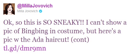 Milla Jovovich tweeta fotos do corte de cabelo de Ada Wong, para o
