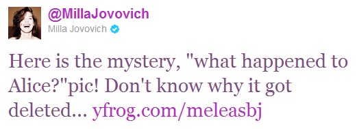 Milla Jovovich Alice Twitter